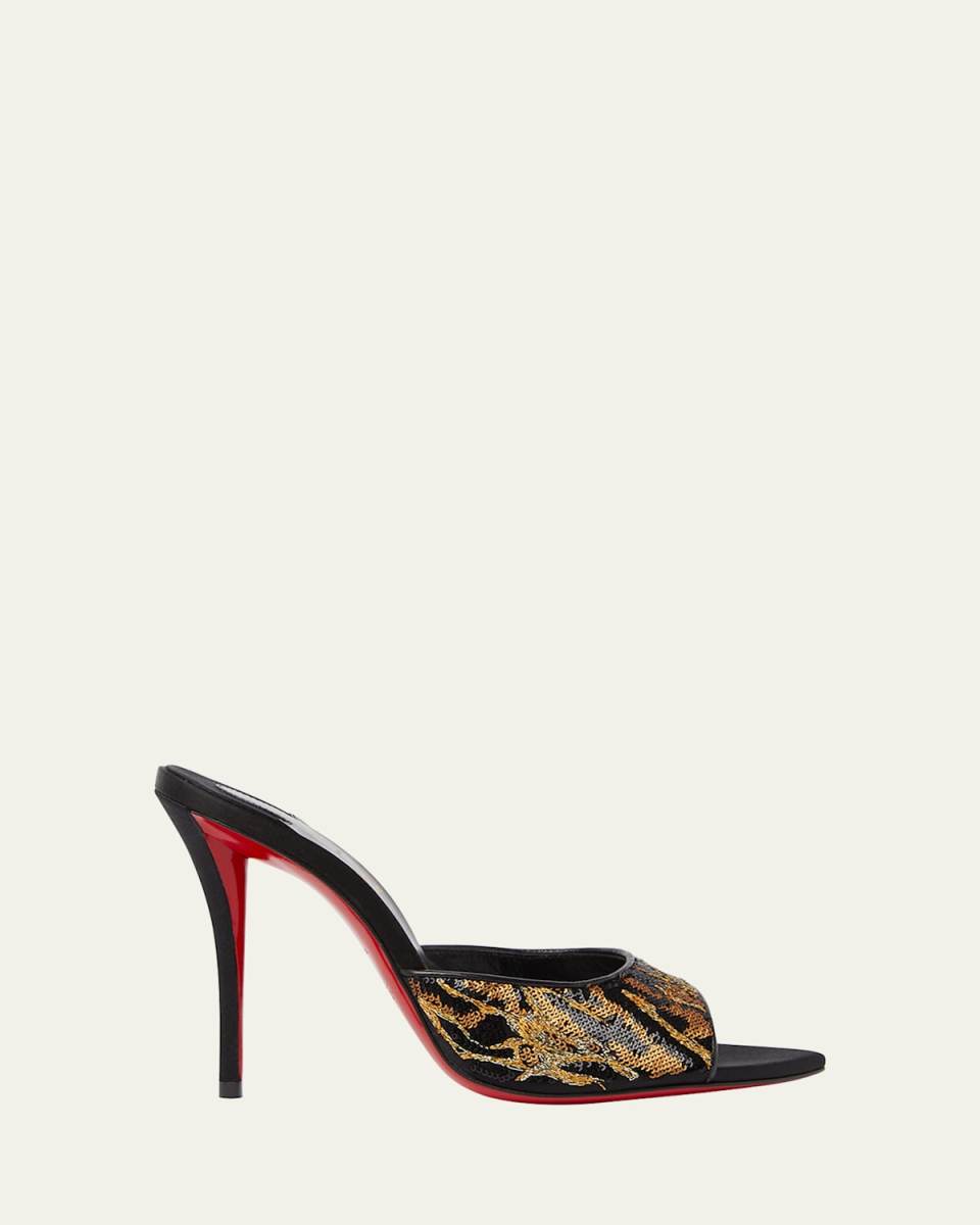 Miss Z Sequin Animal Red Sole Mules